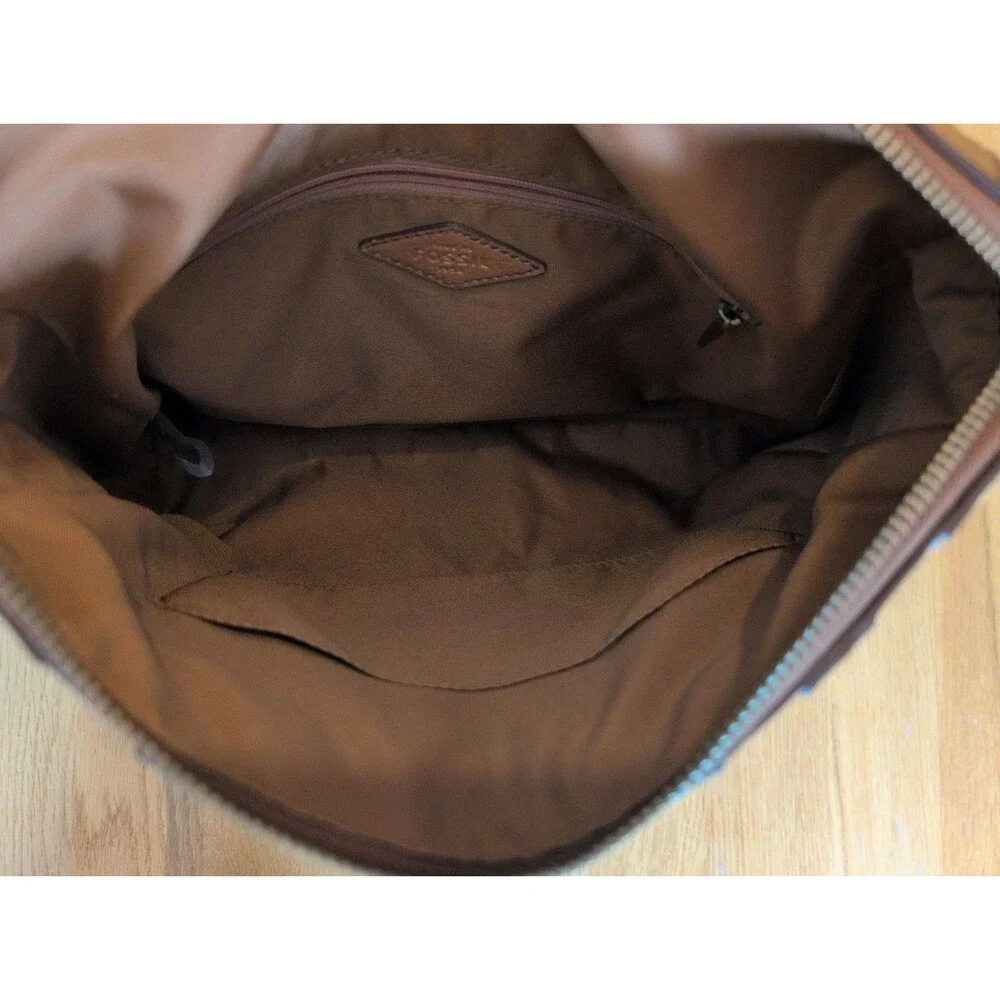 Fossil Parker Convertible Backpack Leather, Tan with Retro Wavy Stripes CUTE!